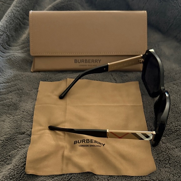 Burberry Black and Gold Sunglasses with Case